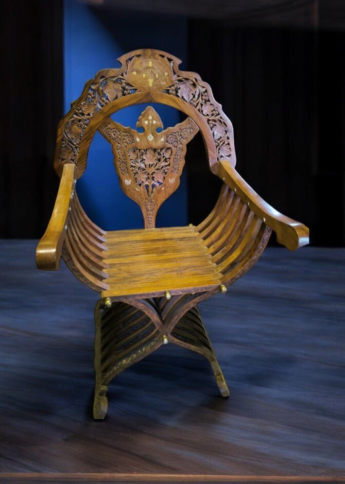 Paire de Fauteuils Curule en Teck Massif - Ethic Atelier