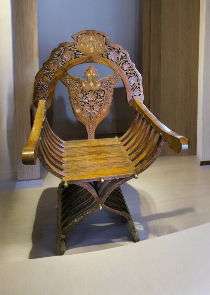 Paire de Fauteuils Curule en Teck Massif - Ethic Atelier