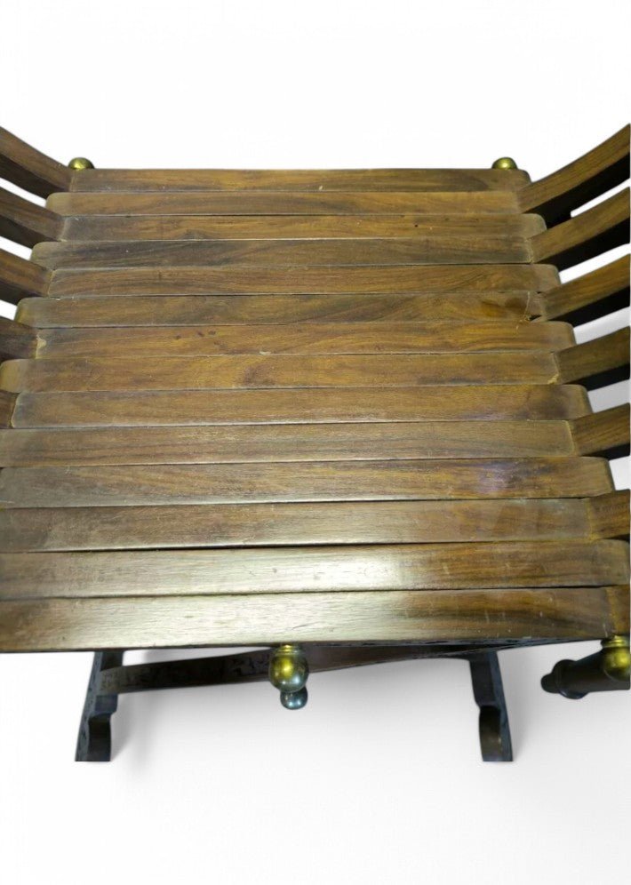 Paire de Fauteuils Curule en Teck Massif - Ethic Atelier