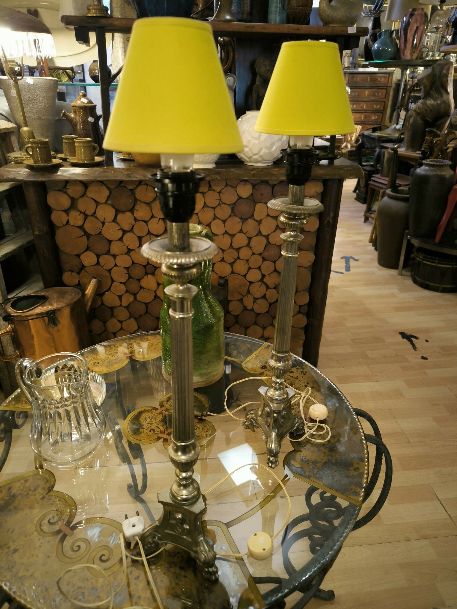 Paire de lampes en bronze nickelé début du XX siècle - Ethic Atelier