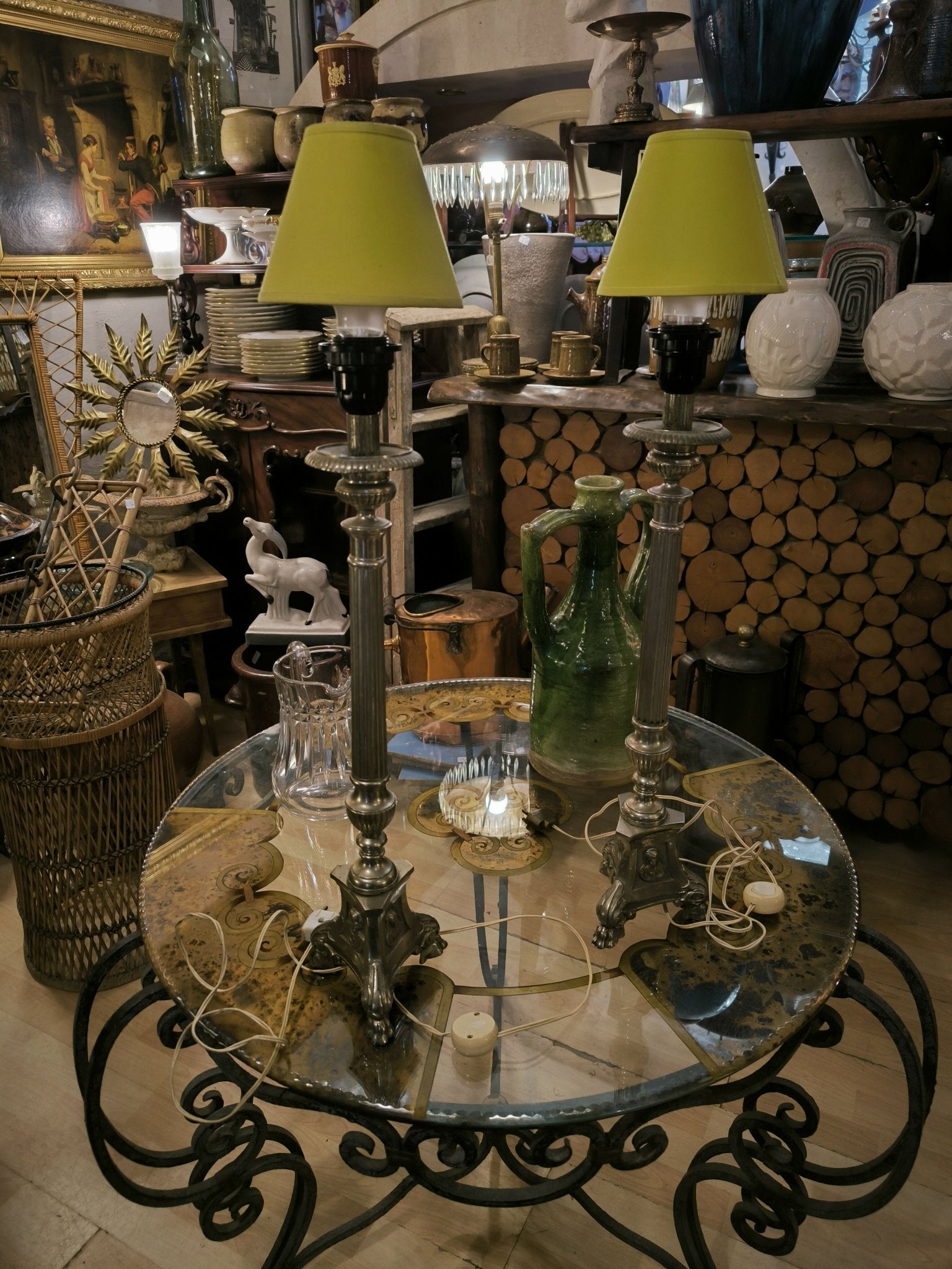 Paire de lampes en bronze nickelé début du XX siècle - Ethic Atelier