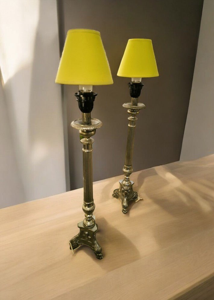 Paire de lampes en bronze nickelé début du XX siècle - Ethic Atelier