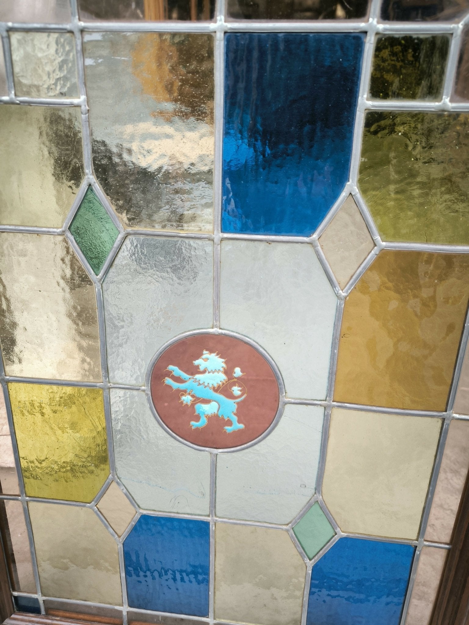 Paire de vitraux cadre chêne massif XIX siècle - Ethic Atelier