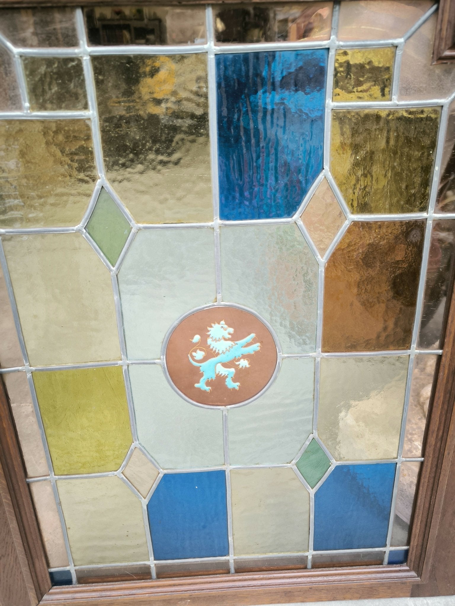 Paire de vitraux cadre chêne massif XIX siècle - Ethic Atelier