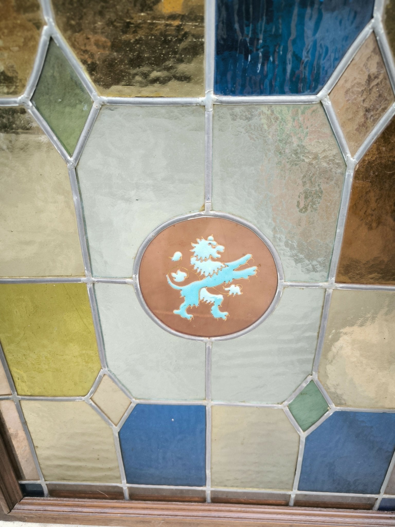 Paire de vitraux cadre chêne massif XIX siècle - Ethic Atelier