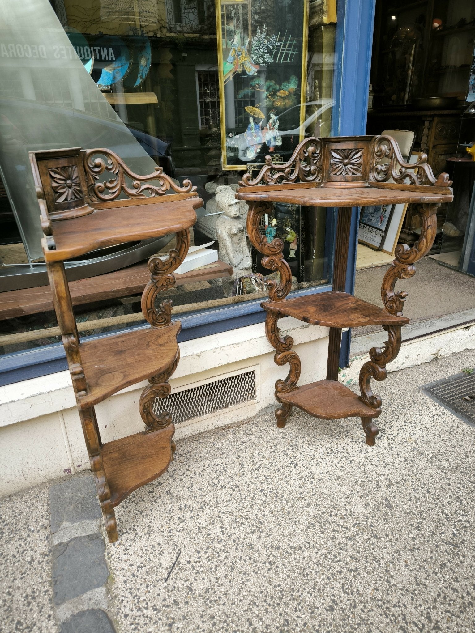 Paire d'étagères en encoignure époque Napoléon III en Palissandre de Rio - Ethic Atelier