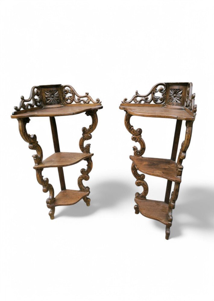 Paire d'étagères en encoignure époque Napoléon III en Palissandre de Rio - Ethic Atelier