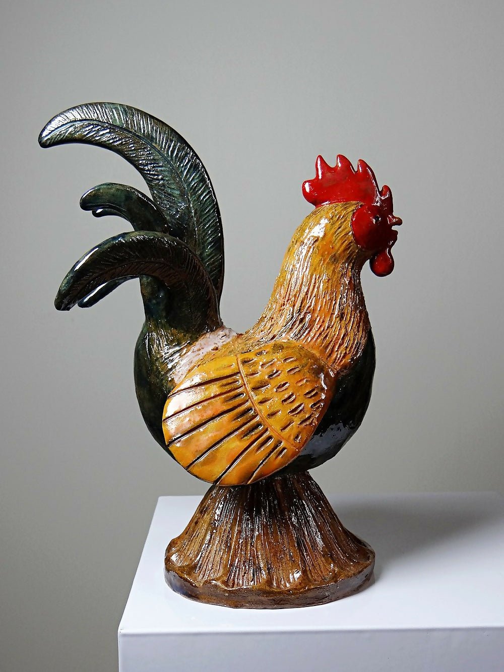 Petit coq décoratif en céramique émaillé artisanale art populaire - Ethic Atelier
