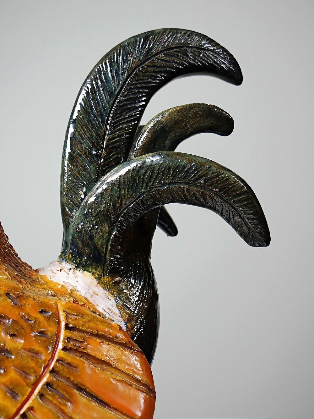 Petit coq décoratif en céramique émaillé artisanale art populaire - Ethic Atelier