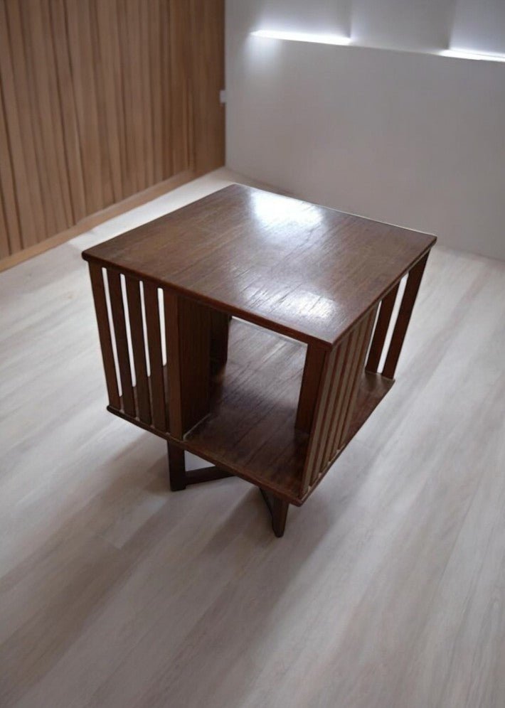 Petite bibliothèque Scandinave tournante en teck vers 1970 - Ethic Atelier