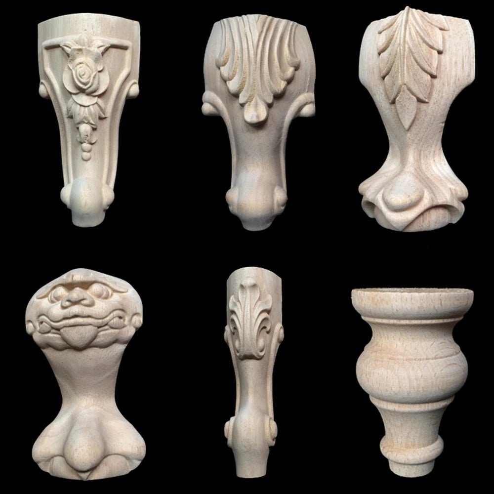 Pieds de Meuble en Bois Massif Sculptés HECTOR - Ensemble de 4 pour DIY Canapés, Tables, et Armoires - Ethic Atelier