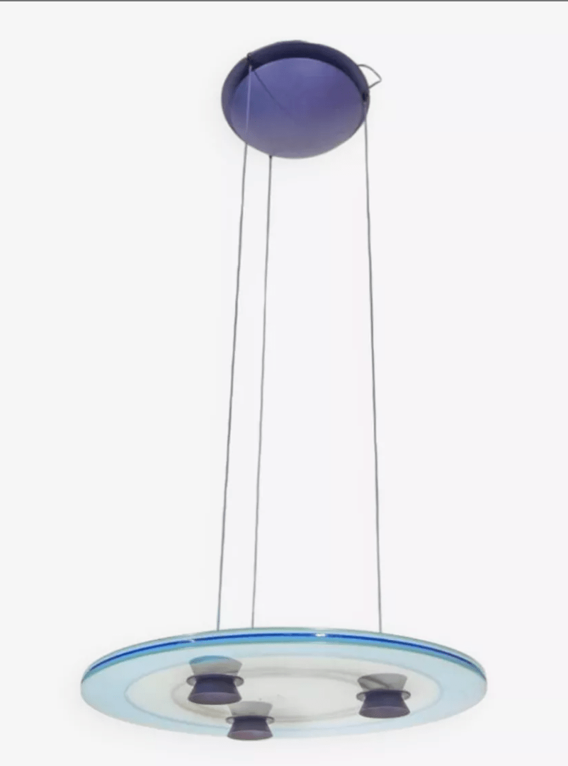 Plafonnier Aurora Blue par Perry King et Santiago Miranda pour Arteluce Italie, 1982 - Ethic Atelier