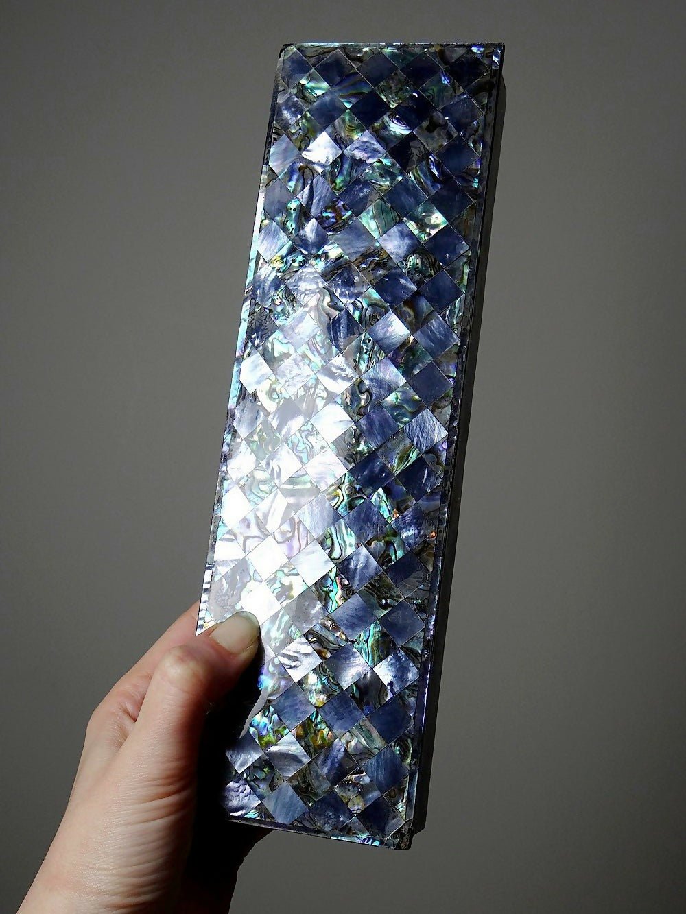 Plumier vintage/ancien bois laqué et marqueterie de nacre abalone - Ethic Atelier