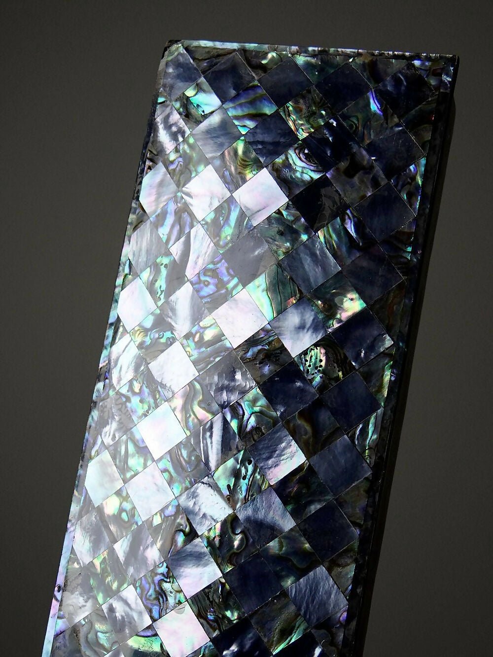 Plumier vintage/ancien bois laqué et marqueterie de nacre abalone - Ethic Atelier