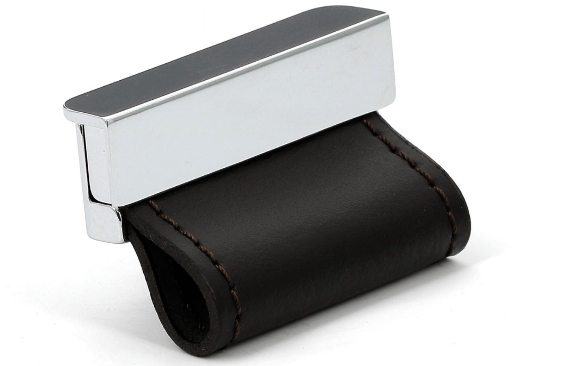 Poignée Cuir Brun Foncé / Base Nickelée - Ethic Atelier