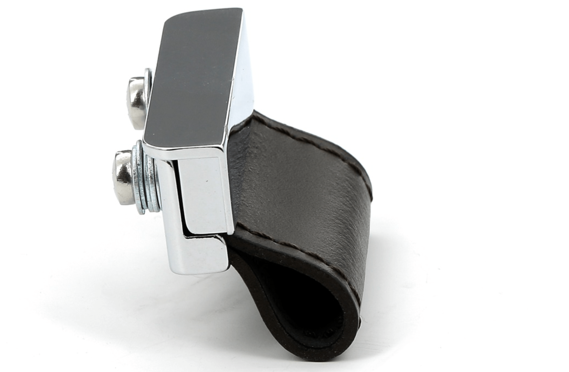 Poignée Cuir Brun Foncé / Base Nickelée - Ethic Atelier