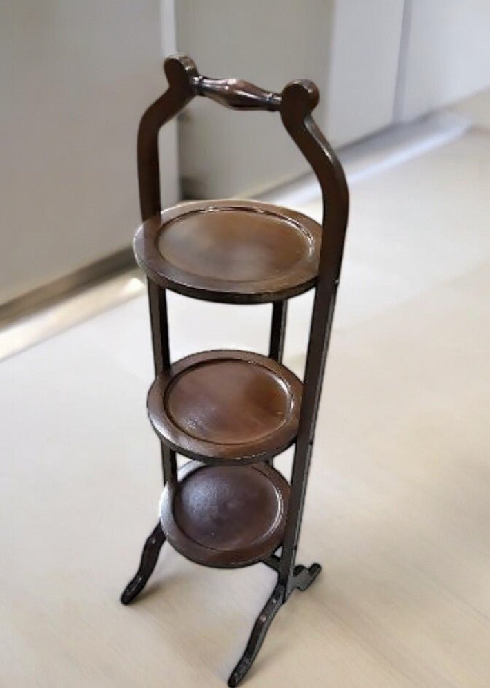 Présentoir à Gâteaux Pliant en Acajou – Élégance et Praticité - Ethic Atelier