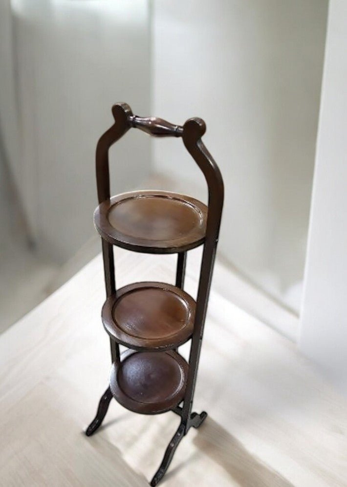 Présentoir à Gâteaux Pliant en Acajou – Élégance et Praticité - Ethic Atelier