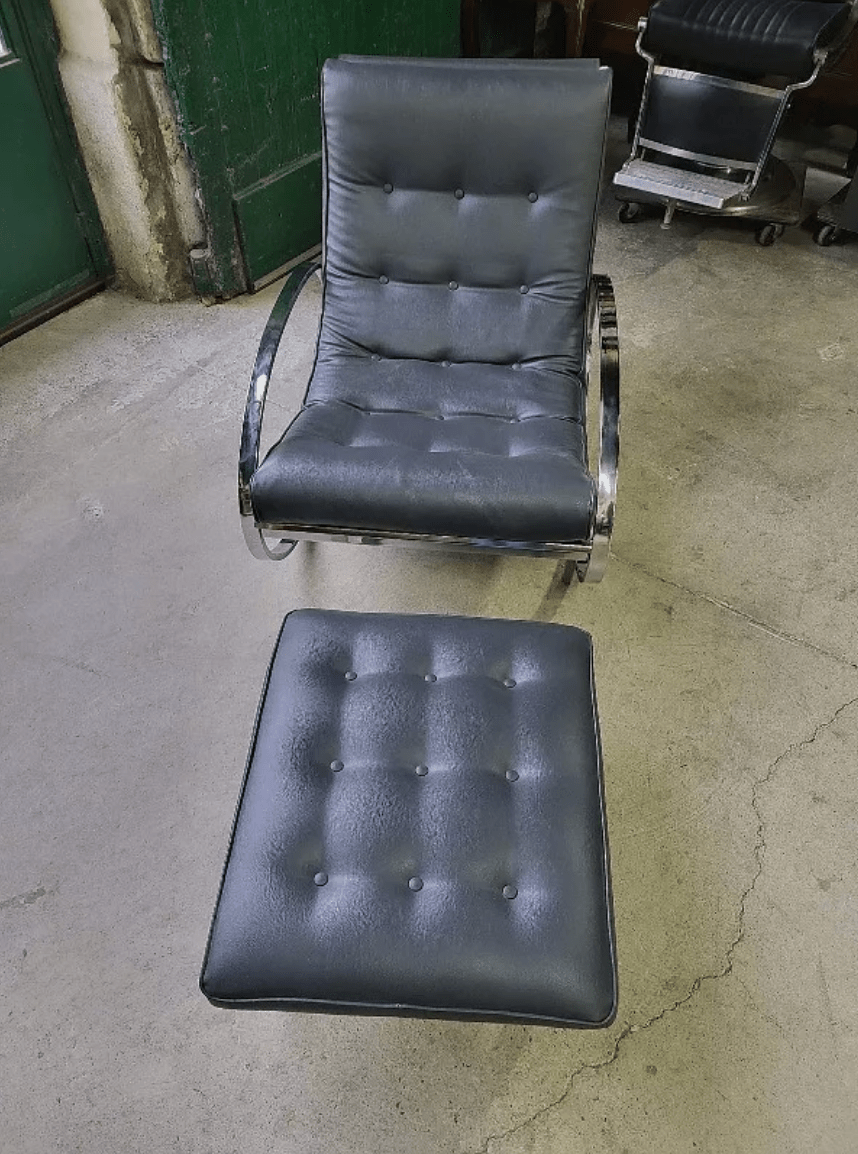 Rocking Chair Vintage avec repose - pieds en sky - Ethic Atelier