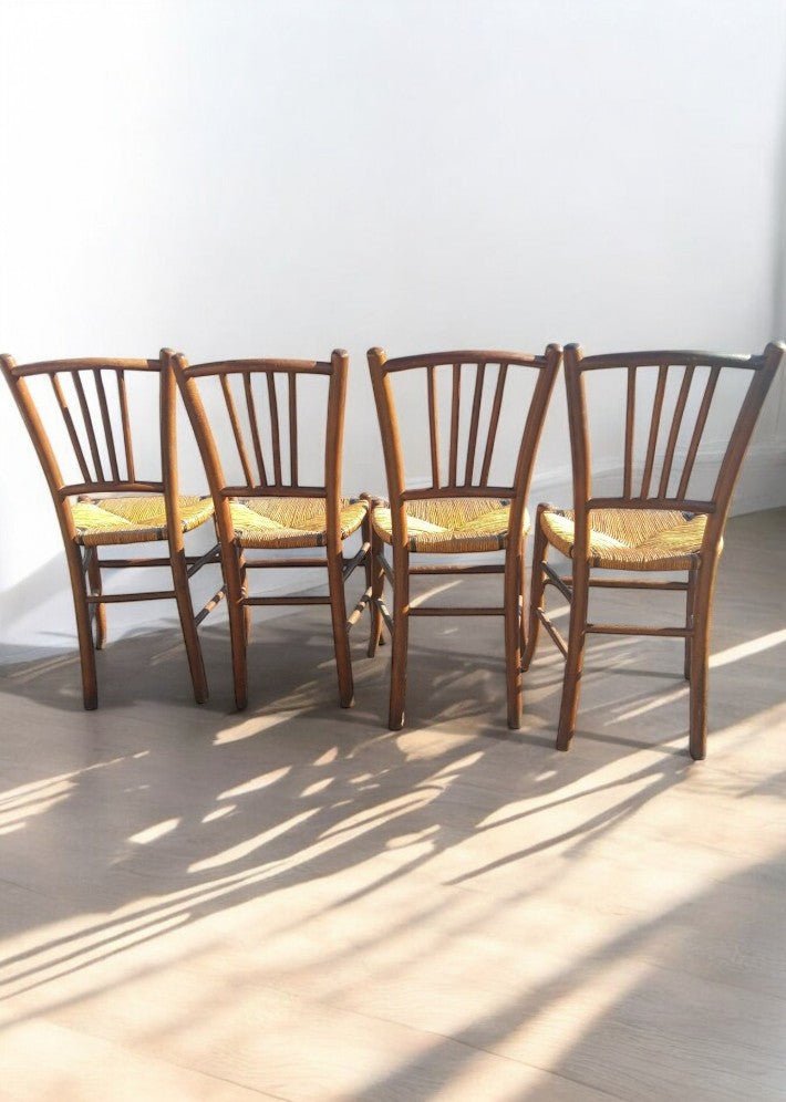 Série de 4 Chaises de Bistrot Paillées – Fin du XIXe Siècle - Ethic Atelier