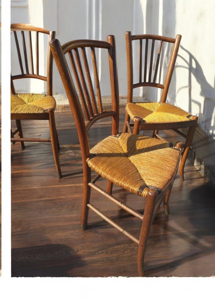 Série de 4 Chaises de Bistrot Paillées – Fin du XIXe Siècle - Ethic Atelier