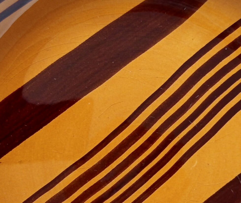 Série de 6 assiettes plates fauves à rayures Digoin Sarreguemines "Esterel" - Ethic Atelier