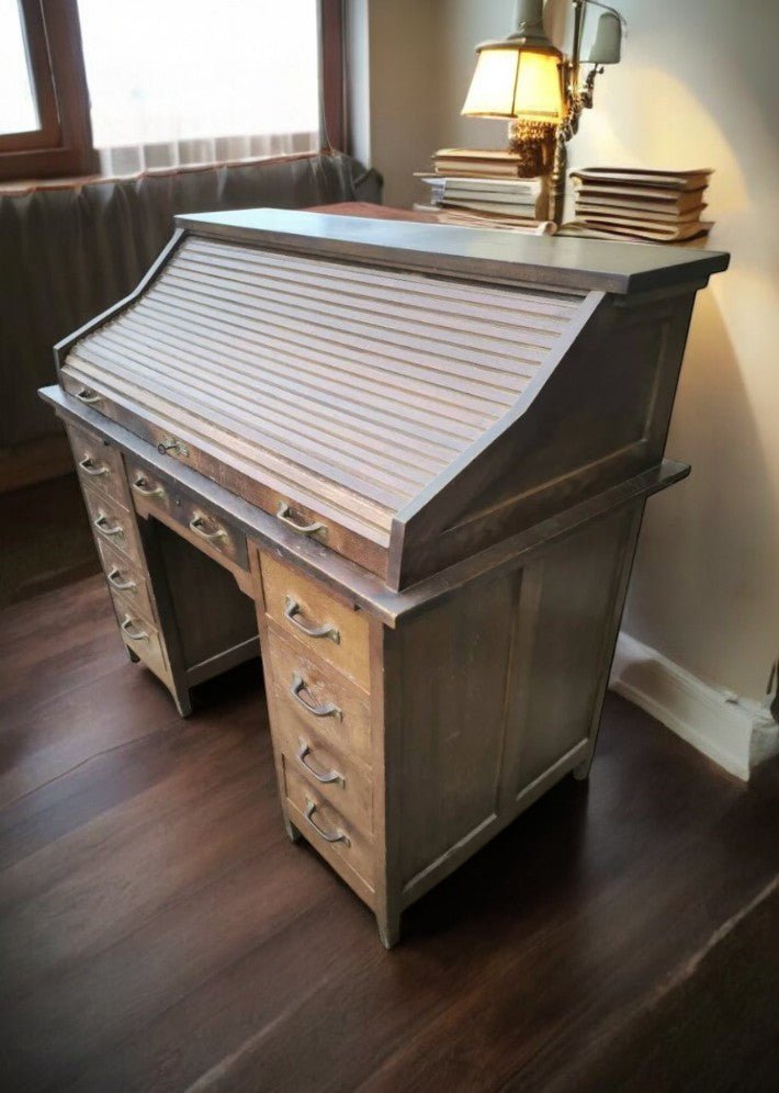 Superbe Bureau Américain en Chêne Style Art Déco - Ethic Atelier
