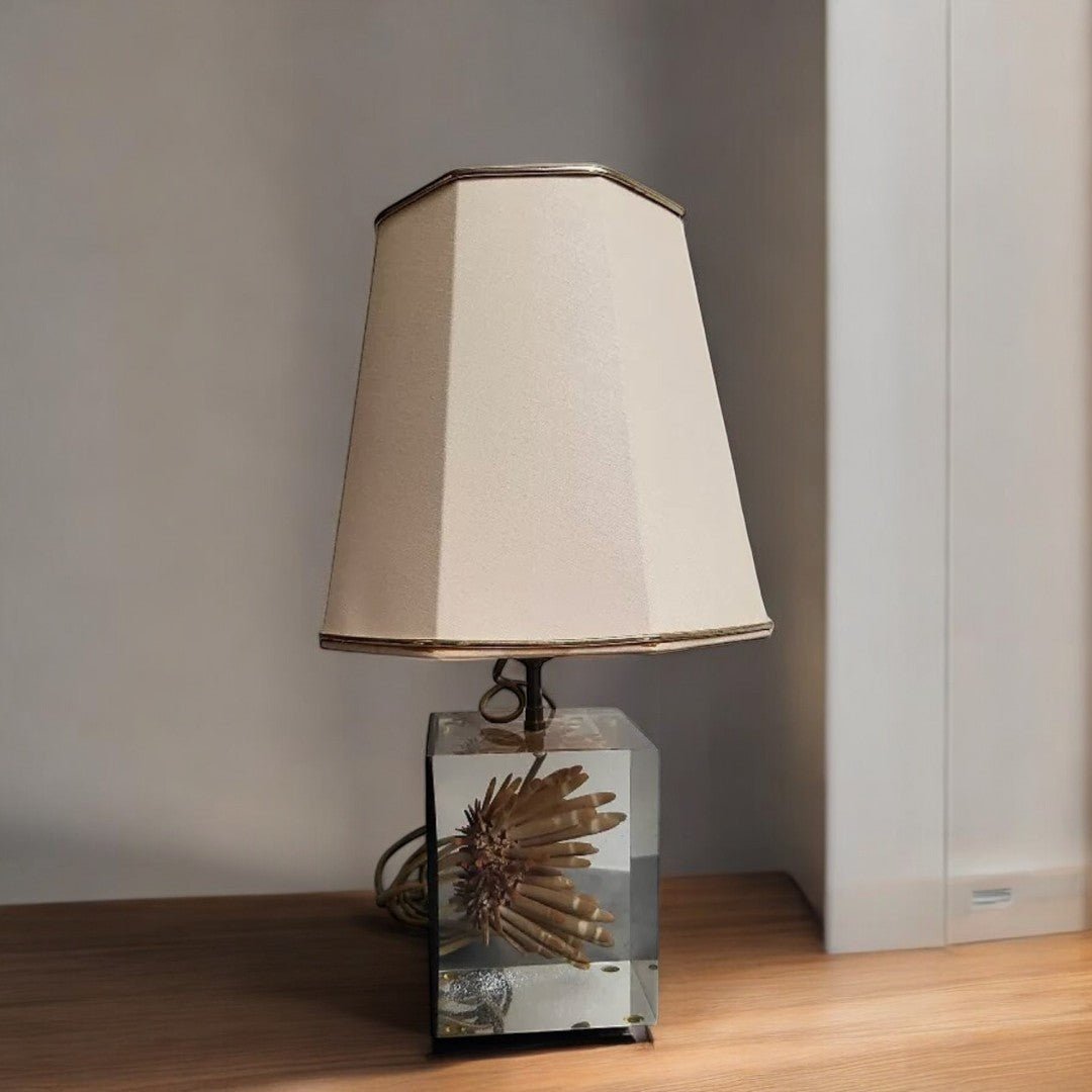 Superbe Lampe à Inclusion Vintage 1980 en Résine et Corail - Ethic Atelier