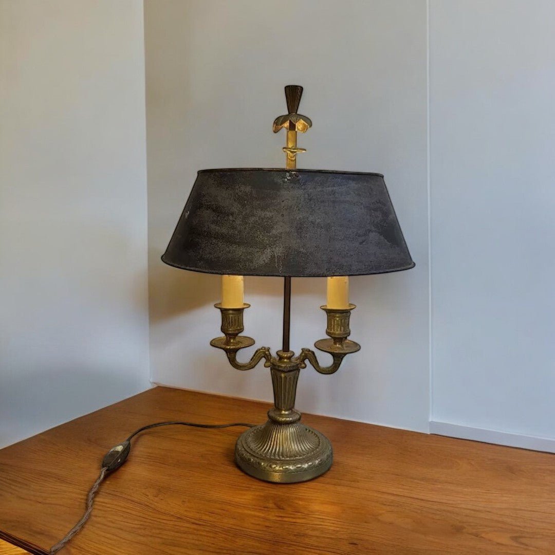 Superbe Lampe Bouillotte en Bronze avec Abat - Jour en Tôle N° 2 - Ethic Atelier
