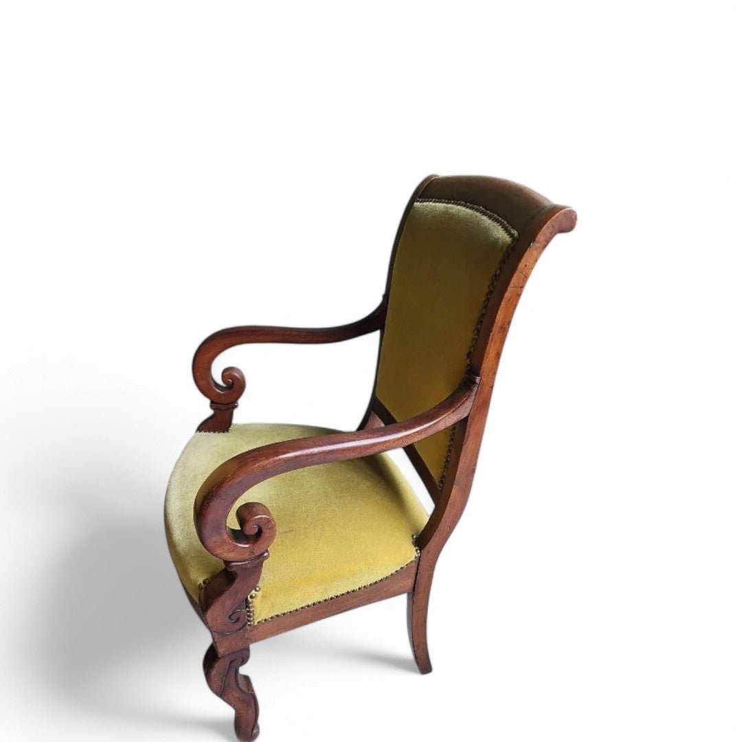 Superbe Paire de Fauteuils à Crosse - Restauration en Acajou - XIXe siècle - Ethic Atelier