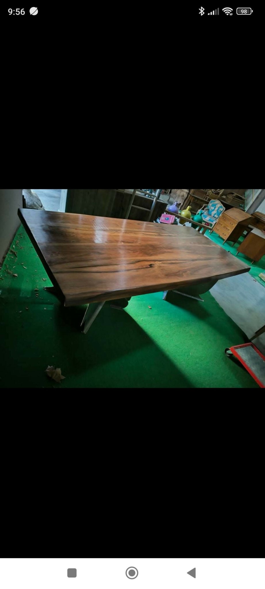 Table artistique en noyer et acier avec son banc et 6 chaises cuir - Ethic Atelier