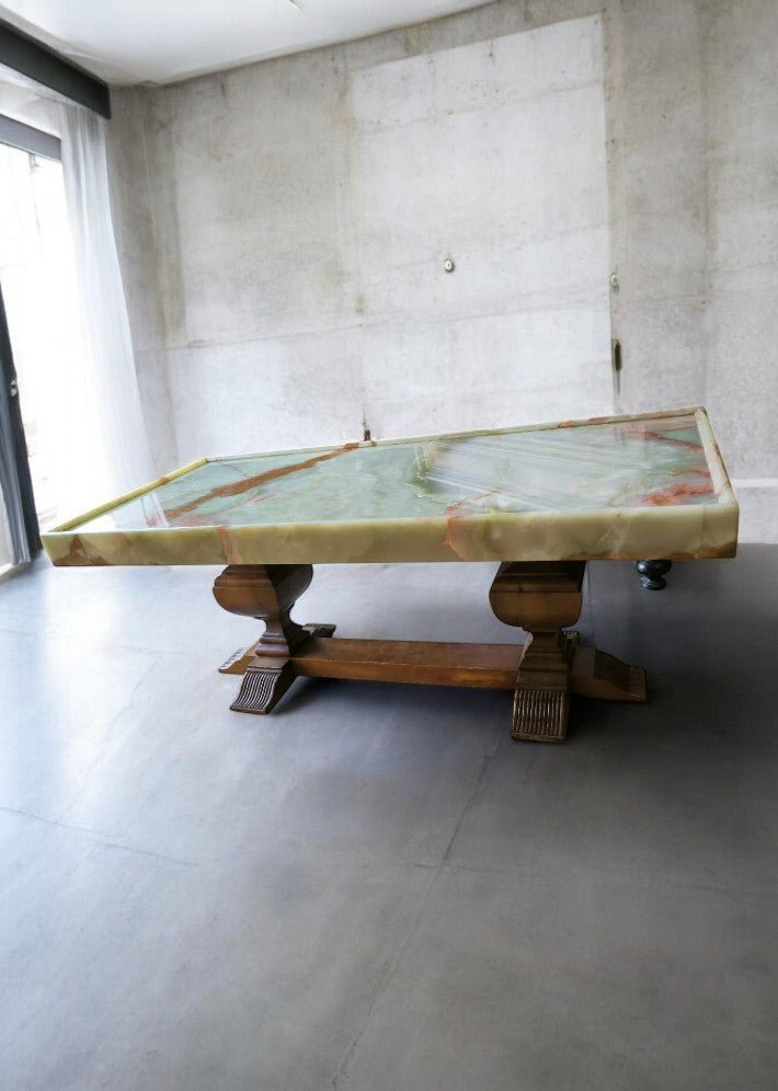 Table Basse Art Déco en Onyx et Noyer - Ethic Atelier