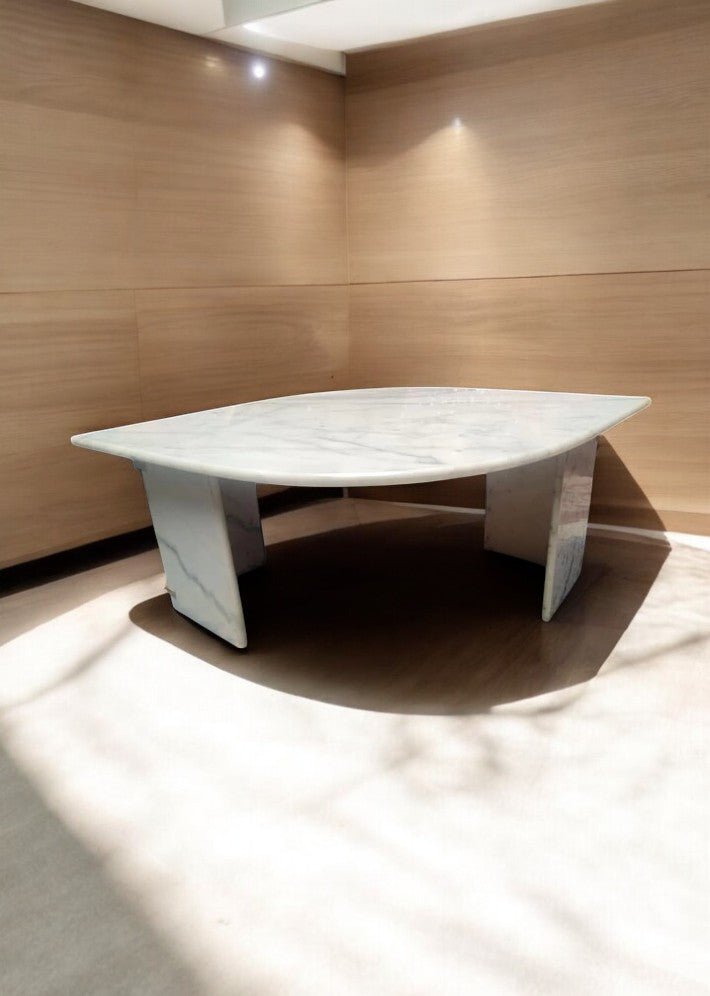 Table basse en marbre de Carrare blanc datant de 1970 - Ethic Atelier