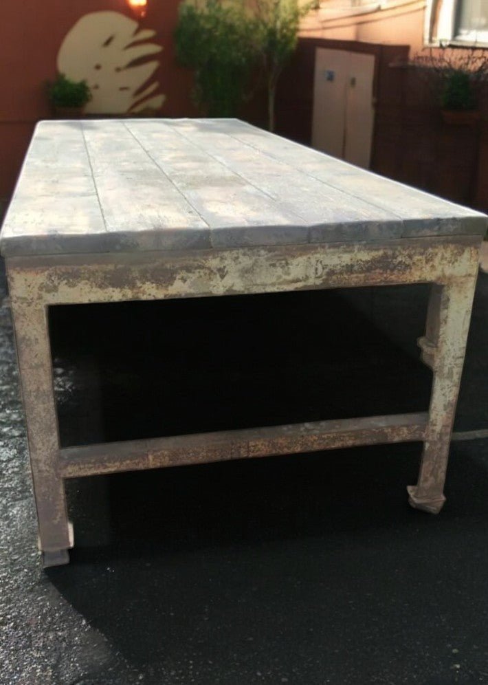 Table Établi en Acier et Bois – Vers 1900 - Ethic Atelier