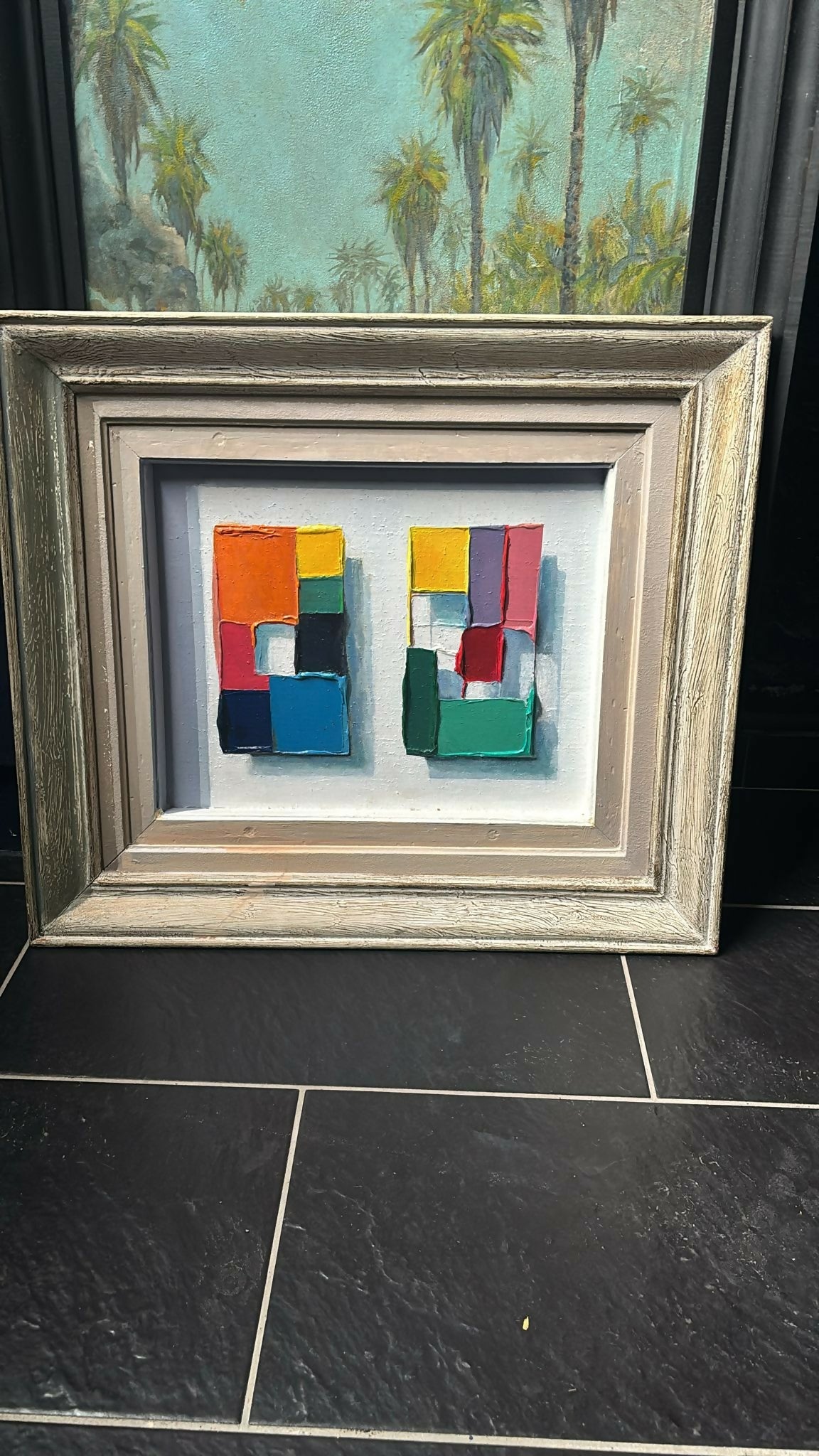 Tableau cubiste effets de matières vers 1950 - Ethic Atelier