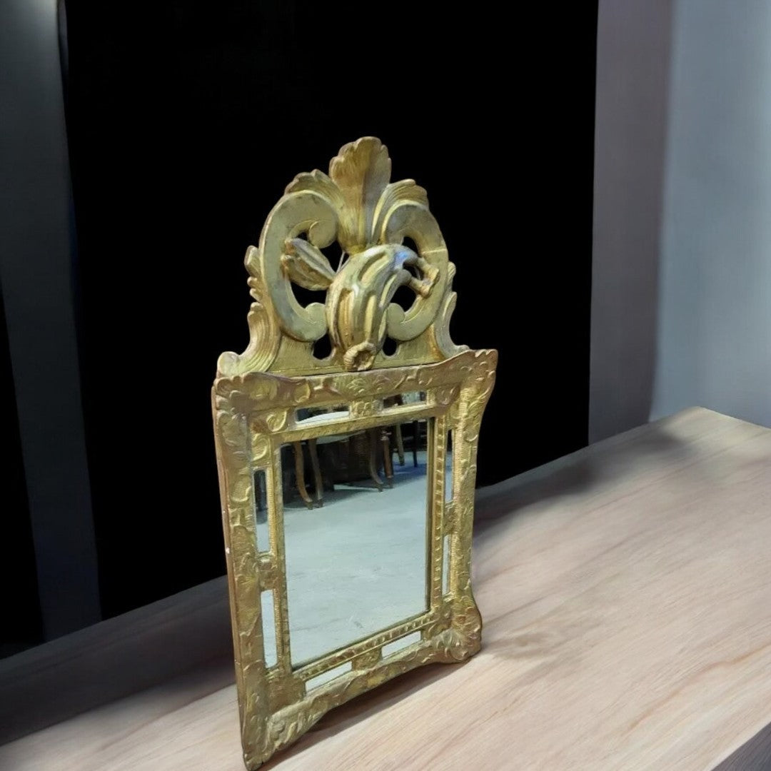 Magnifique Miroir en Bois Doré à Parcloses du XIXe Siècle N35