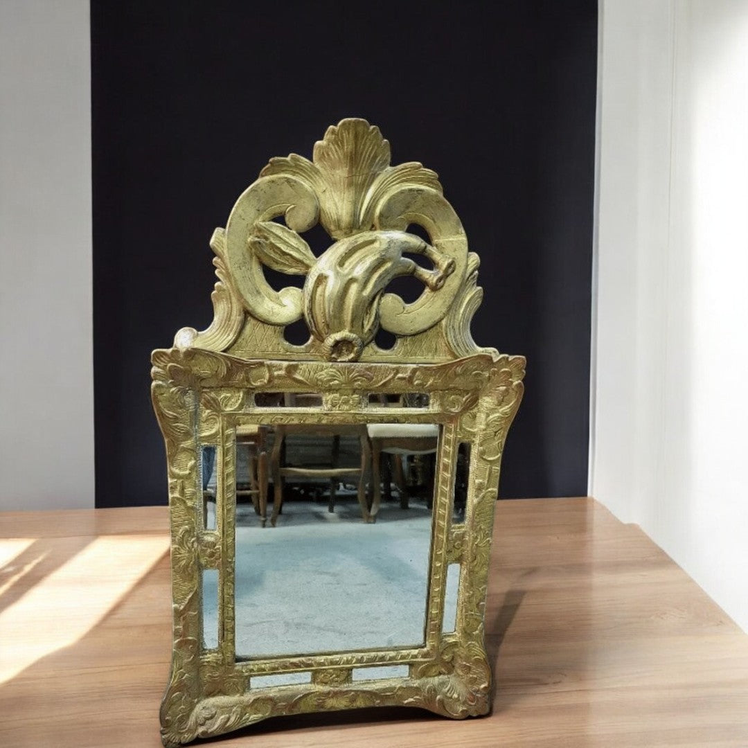 Magnifique Miroir en Bois Doré à Parcloses du XIXe Siècle N35