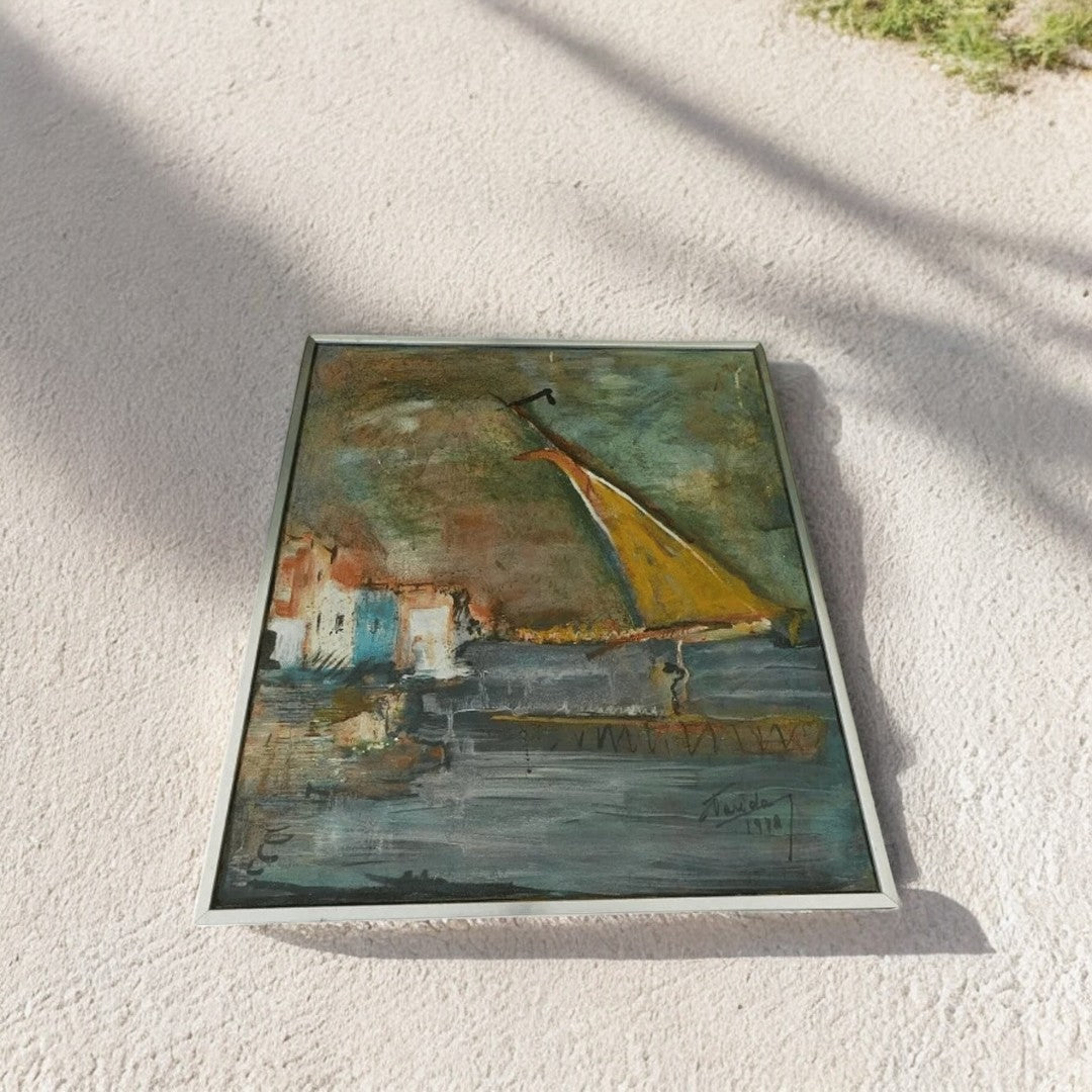Superbe Tableau Peinture Marine - Farida - 1972 - Huile sur Toile