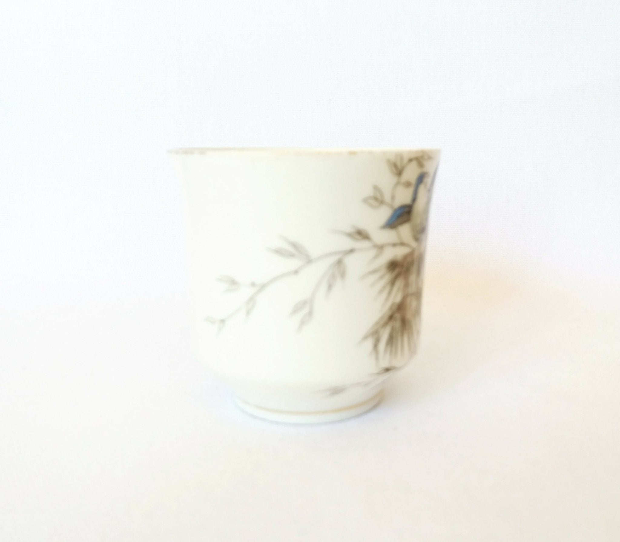Tasse ancienne en porcelaine décor perruches - Ethic Atelier