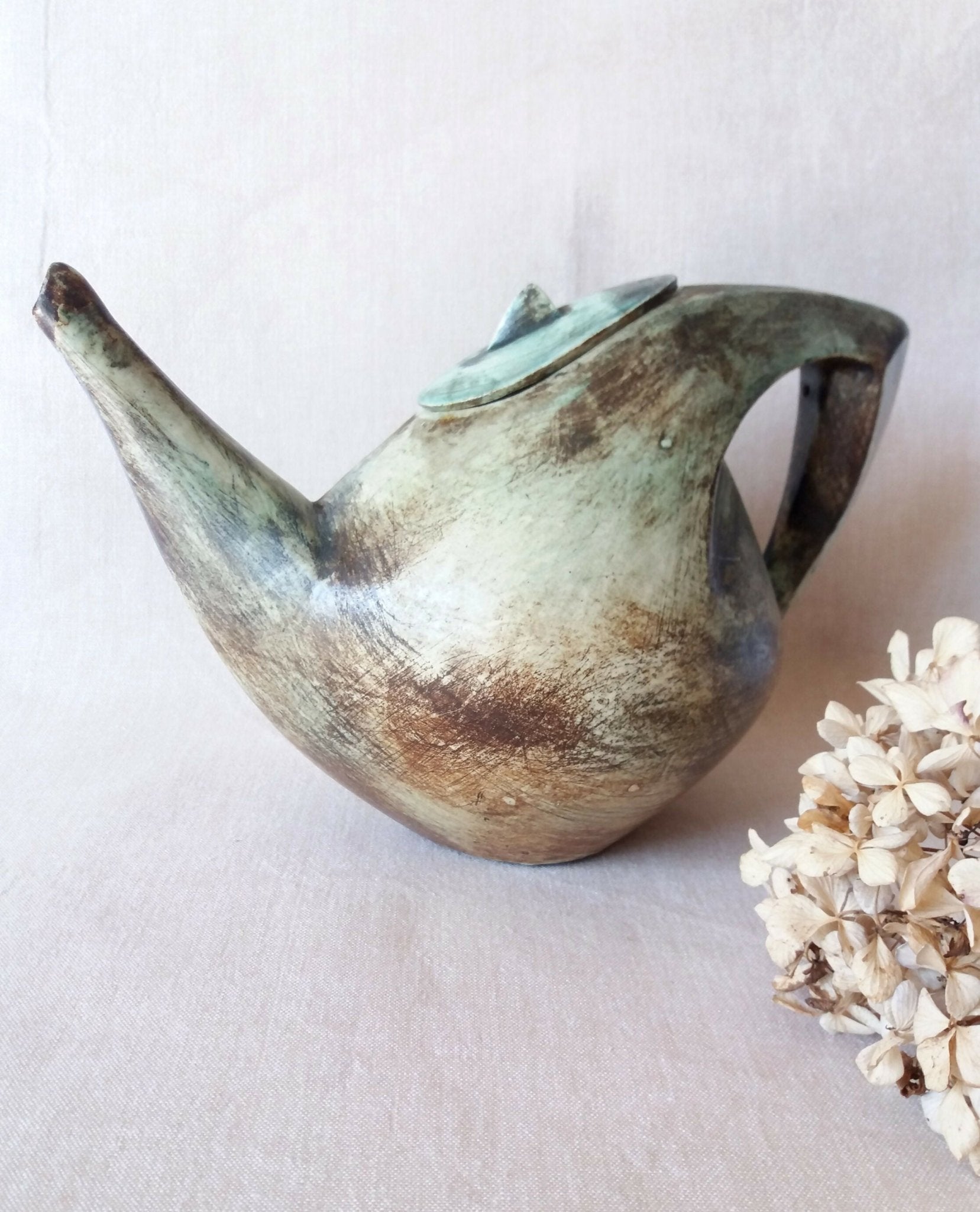 Théière décorative Grès de Puisaye signée PC - Ethic Atelier