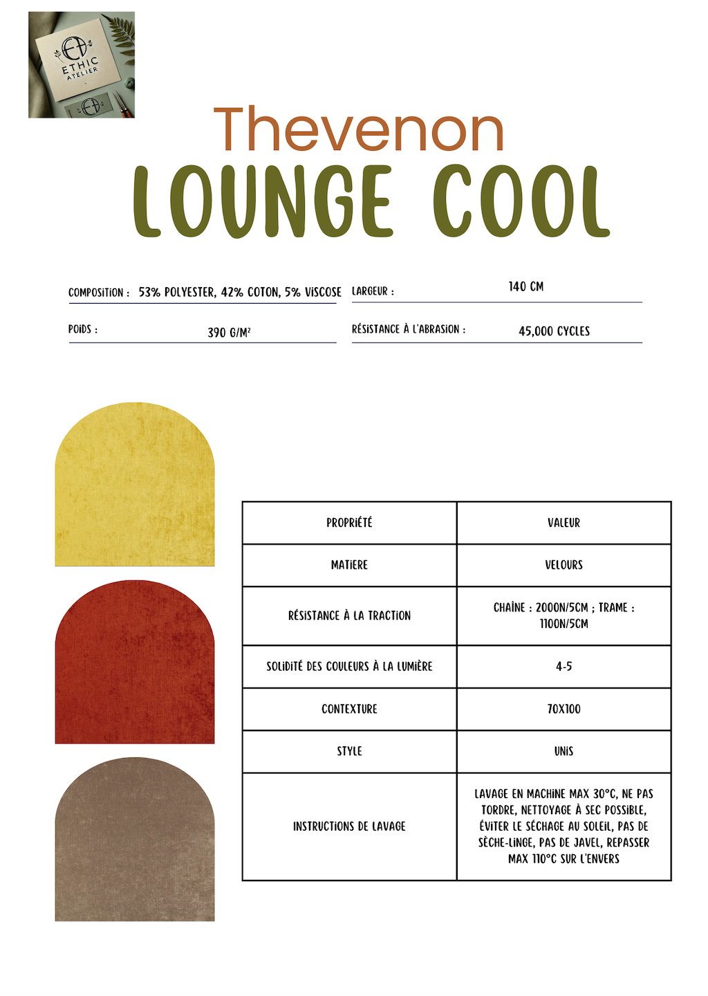 Tissu d'Ameublement Anti - Tâches Lounge Cool - Ethic Atelier