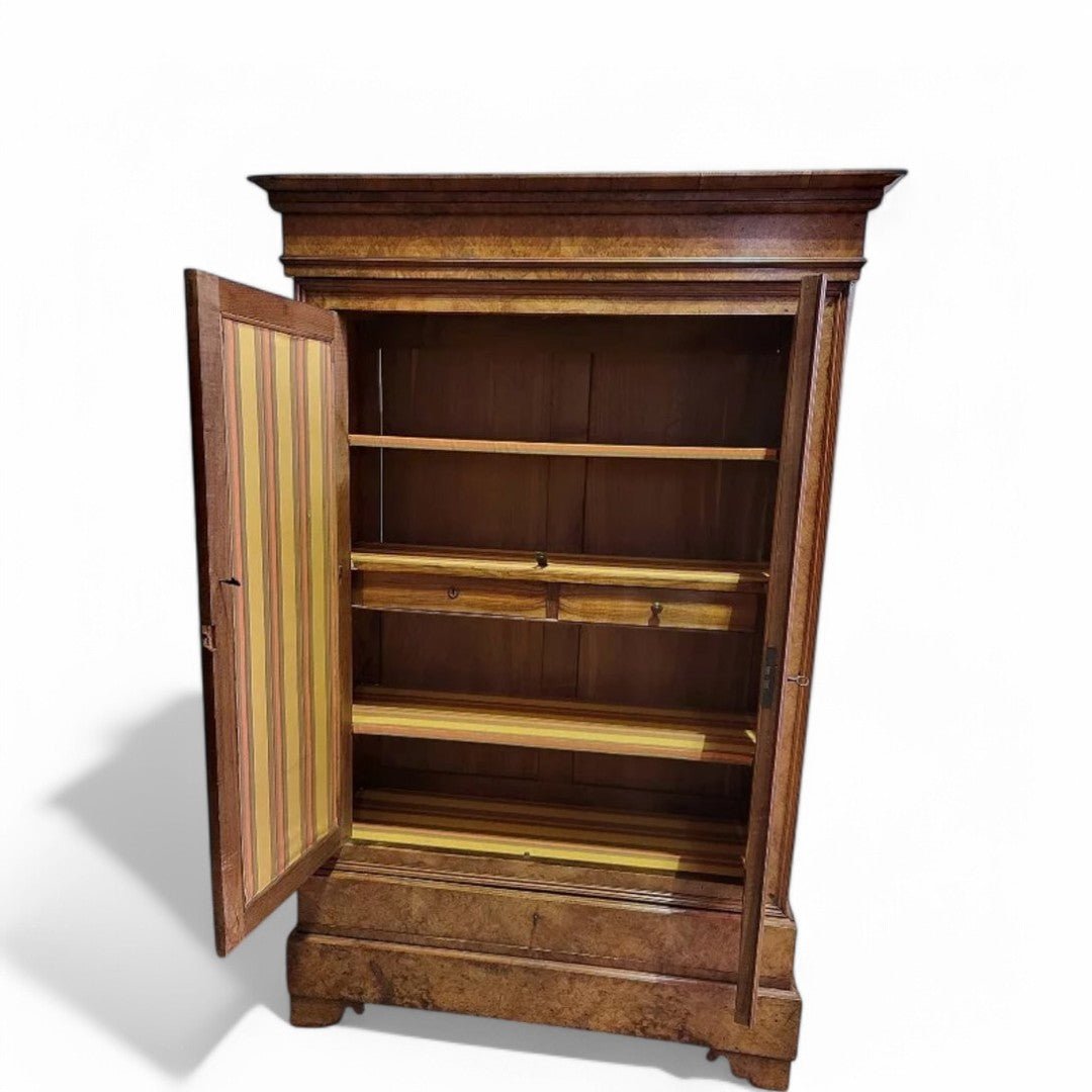 Très Belle Armoire en Ronce de Noyer - Meuble Ancien avec Rangement Complet - Ethic Atelier