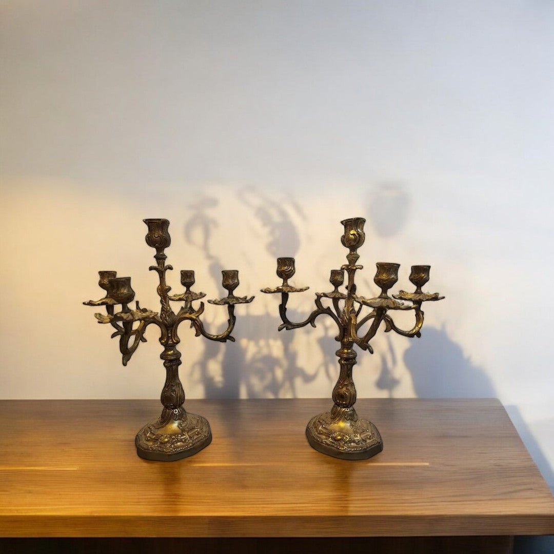 Très Belle Paire de Chandeliers en Bronze Doré - Ethic Atelier