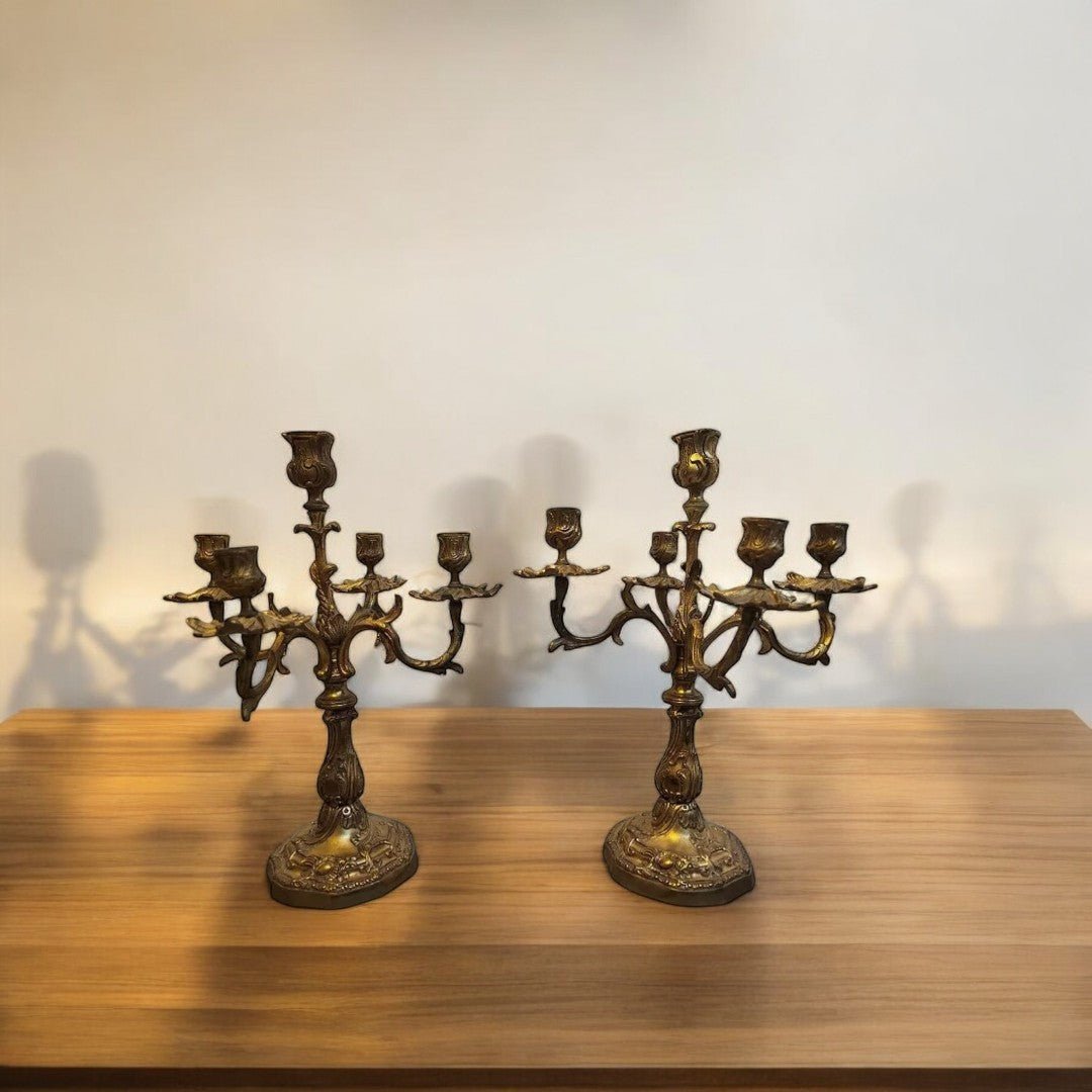 Très Belle Paire de Chandeliers en Bronze Doré - Ethic Atelier