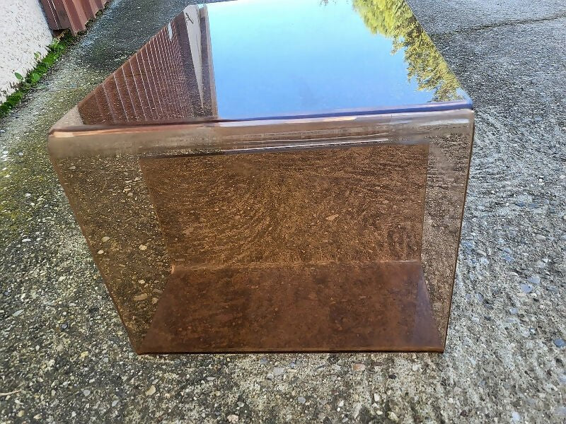 Très Belle Table Basse en Plexiglass Fumé Rosé Roche Bobois 1970 - Ethic Atelier