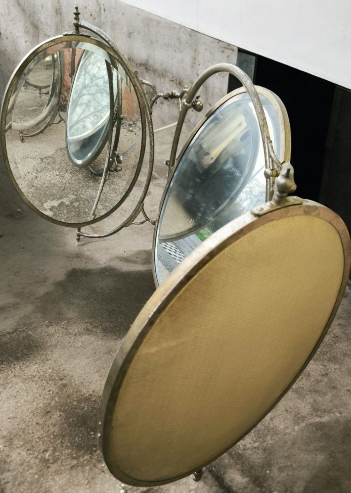 Triptyque ovoïde en bronze nickelé modulaire et Orientable 1900 - Ethic Atelier