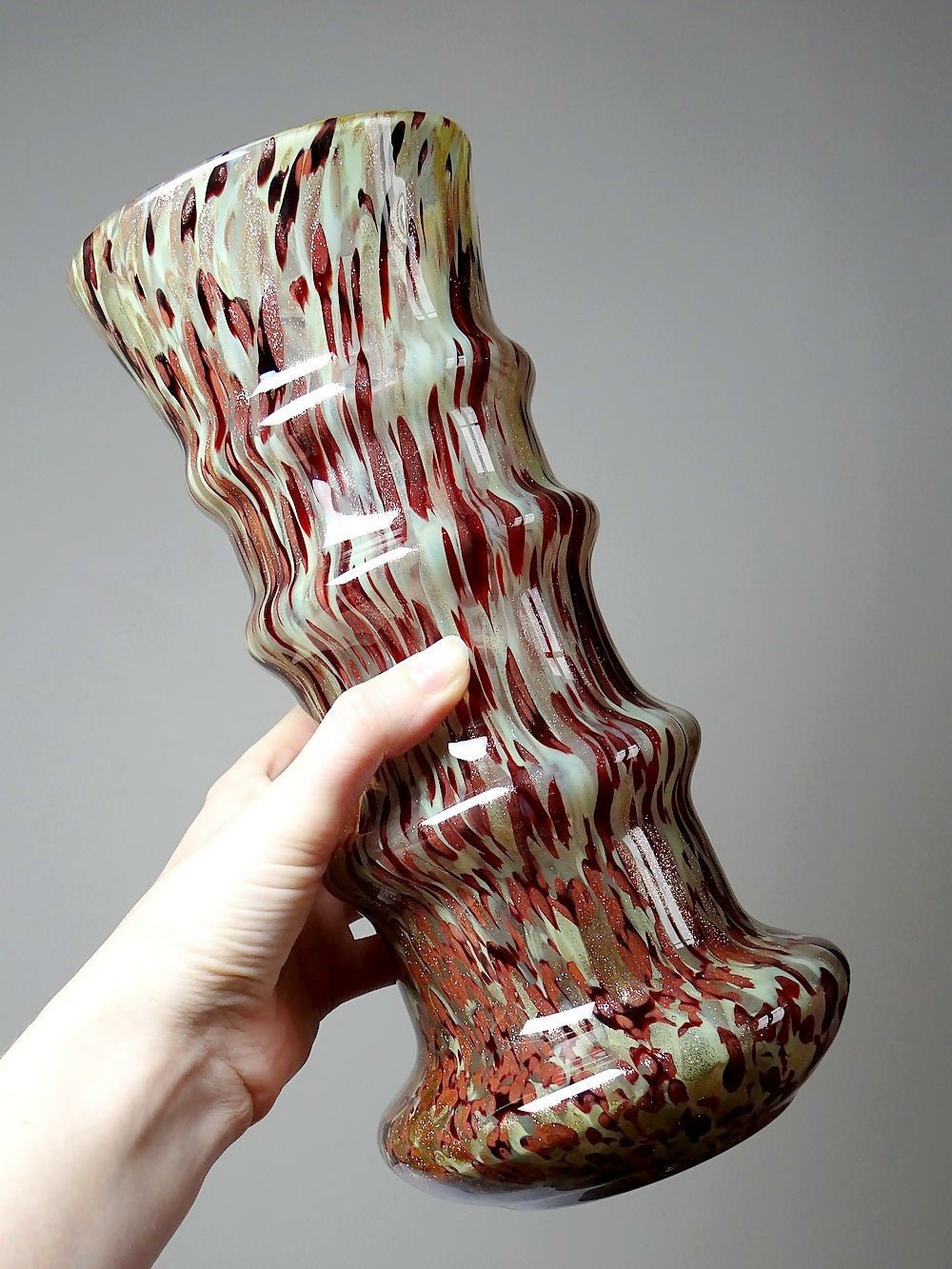 Vase verre moucheté aventurine inclusions de cuivre art déco style Legras - Ethic Atelier