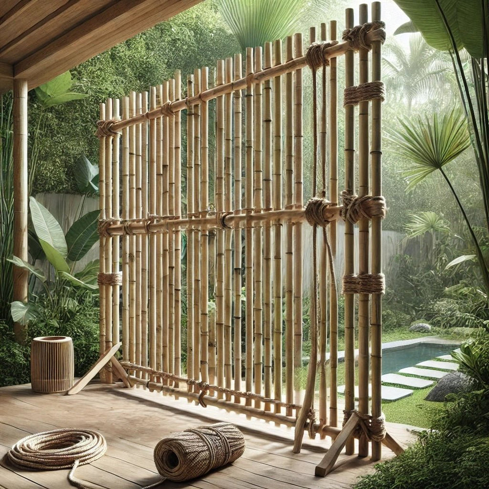 Brise-Vue Bambou Patiné 116 Cm X 33 Cm - Paravent à Planter Décoration Jardin Résistant Intempéries