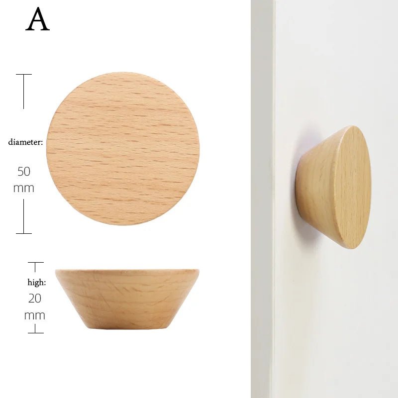 1PCS Poignée et Bouton Rond en Bois Naturel WOODY– Pour DIY Armoires, Tiroirs et Placards - Ethic Atelier