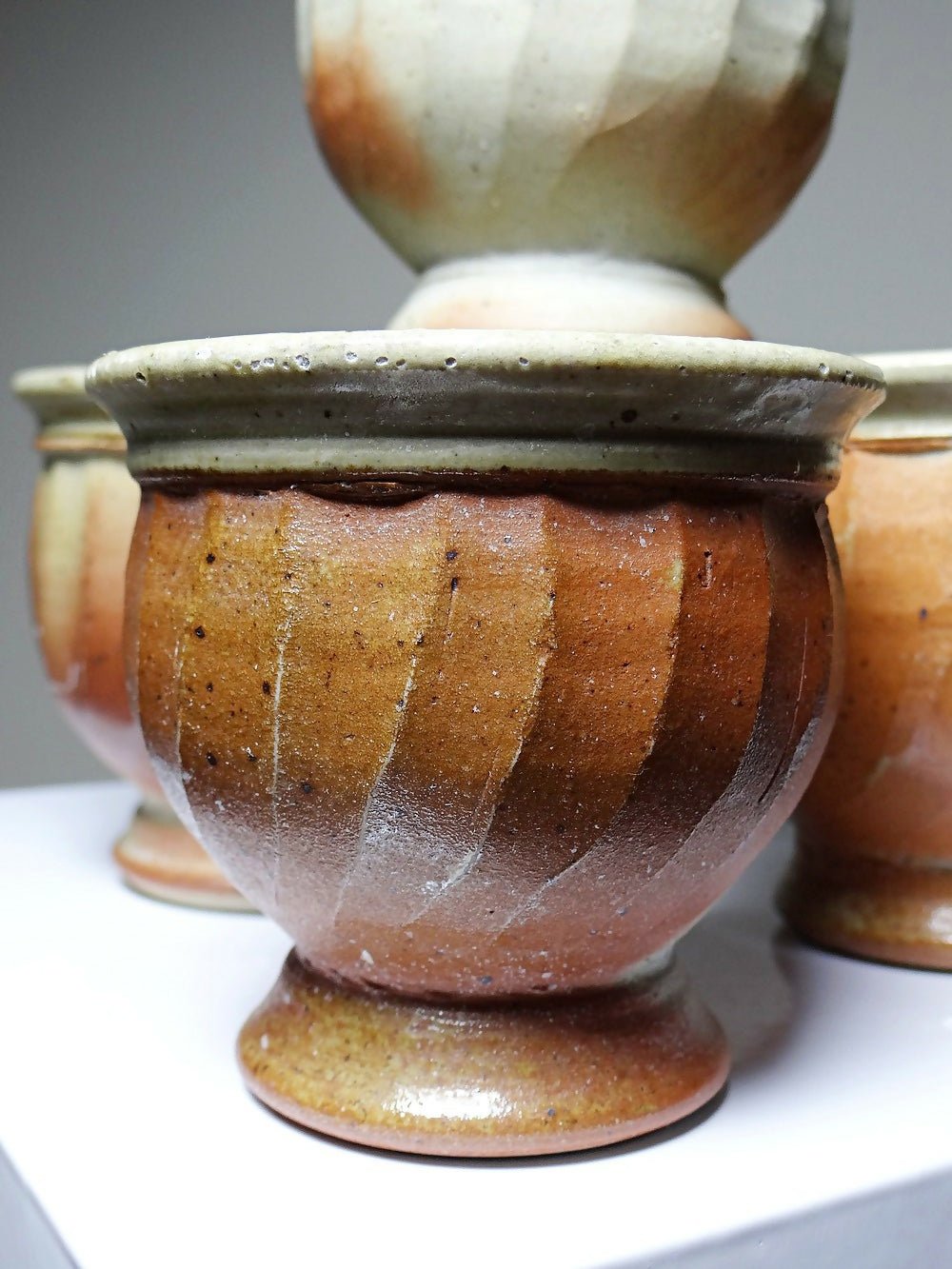 4 Tasses à thé grès style Japonais estampillés vintages - Ethic Atelier